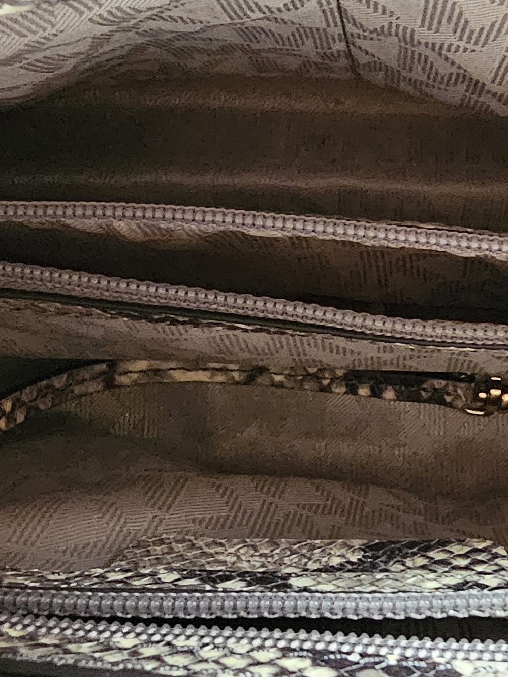 Michael Kors Beige Snake-Print Satchel with Gold Accent - Picture 6 of 8